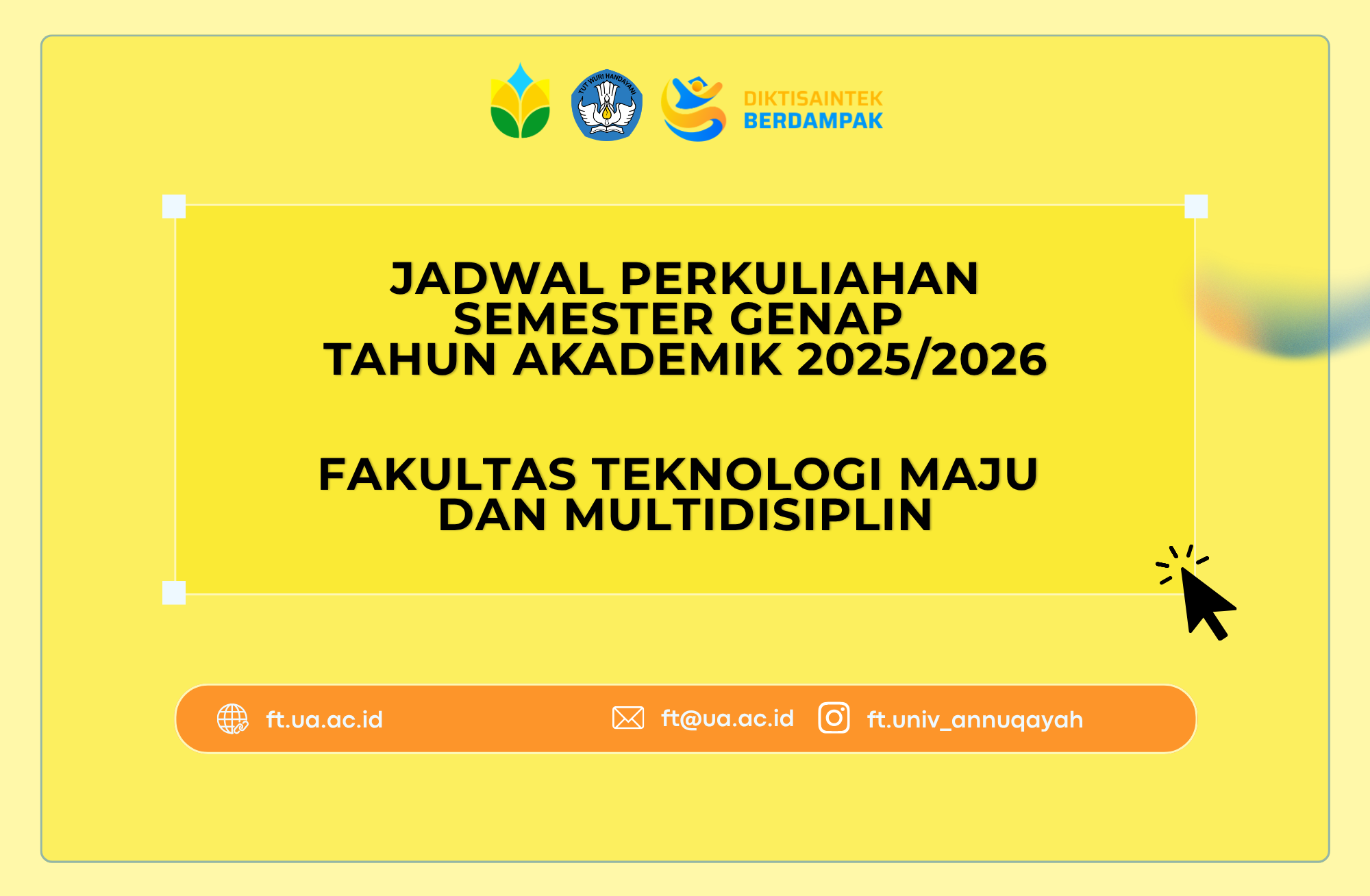 Jadwal Perkuliahan Fakultas Teknologi Maju dan Multidisiplin Semester Genap Tahun Akademik 2025/2026